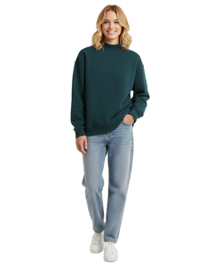 Sweat-shirt décontracté personnalisé pour femme, tricoté, col montant, manches longues, imprimé, épaules tombantes, respirant, écologique, automne-hiver - Product Image 1