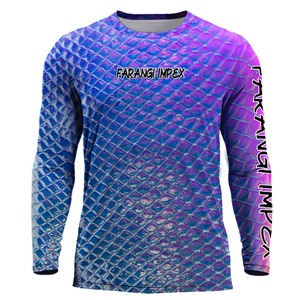 Vêtements de sport pour la pêche au corail et à la truite, motif poisson bleu, sublimation, évacuation de l'humidité, coutures plates, trous pour les pouces, étiquette personnalisée, Australie - Product Image 6
