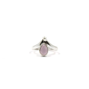 Handmade Pink Chalcedony <b>Statement</b> <b>Ring</b> – Pear Gemstone <b>Ring</b> 6x8mm Checker Cut, Silver Plated Boho Pink <b>Ring</b>, Nickel Free Brass - Product Image 3