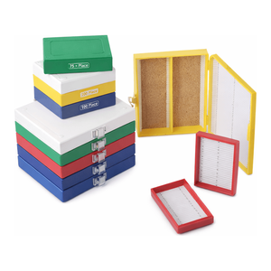 Boîte de rangement pour lamelles de microscope Biologix ABS empilable, 25 ou 100 emplacements, pour laboratoire - Product Image 1
