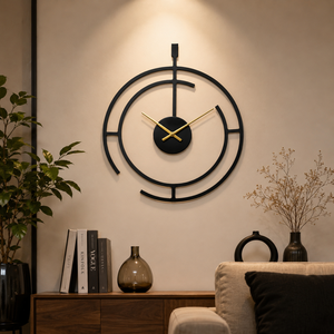 Modern Minimalist Black Metal Wall <b>Clock</b> with Gold Hands Contemporary Geometric Silent Wall <b>Clock</b> for Living Room Office & Home - Product Image 6