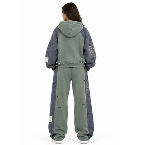 Fashion Custom <b>Women</b>’s Sunfade Tracksuit Oversized Vintage Sweatshirt & <b>Joggers</b> <b>Set</b> Breathable Premium Streetwear Apparel <b>Set</b> - Product Image 2