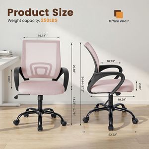 Ergonomic Mid <b>Back</b> <b>Office</b> <b>Chair</b> with Lumbar <b>Support</b> Breathable Mesh Backrest Adjustable Height PU Sponge Seat BIFMA Certified - Product Image 2