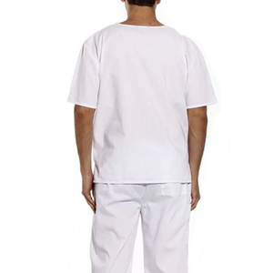 Ensemble de blouses médicales pour hommes de qualité supérieure 2026, col en V blanc, manches courtes avec poches, en coton tissé, uniformes d'hôpital - Product Image 4