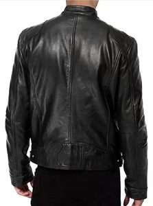 Blouson universitaire à capuche en cuir véritable enduit pour homme, col montant, design élégant et durable – Collection Automne - Product Image 1