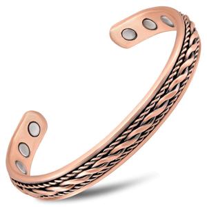 Brazalete de cobre con cuerda enrollada, diseño de varias filas, puño abierto, extremos retorcidos y acabado texturizado para compradores mayoristas - Product Image 4