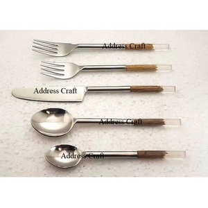 Juego de cubiertos de diseño con mango de resina blanca para eventos, bodas, fiestas, 5 piezas, cubertería, cuchara, tenedor, cuchillo - Product Image 6