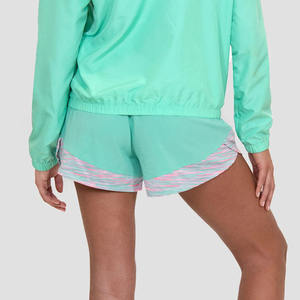 Ensemble coupe-vent et short pour femme, color block, léger, deux pièces, survêtement, tenue de sport d'extérieur, veste et short - Product Image 4