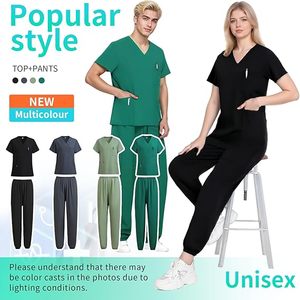 Uniforme Médico Unisex, Conjunto de Uniforme Médico, Parte Superior y Pantalones Tipo Jogger con Múltiples Bolsillos, Cintura Elástica - Product Image 5