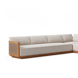 Modern <b>Outdoor</b> Patio Sectional <b>Sofa</b> Set Waterproof Cushioned Teak Wood Garden Lounge Furniture for Balcony Deck and Poolside - Product Image 2