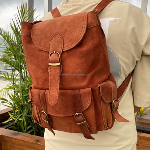 Large Capacity Suede <b>Leather</b> Backpacks for <b>Men</b> & Women School <b>Bags</b> Vintage Drawstring Daypack High Quality Laptop Backpack <b>Bags</b> - Product Image 2