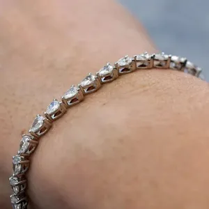 Bracelet tennis en moissanite taille poire, argent sterling 925 plaqué or blanc, bijoux de luxe pour femmes - Product Image 3