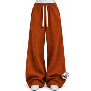 Men's High Quality Dark New One <b>Red</b> Wide Leg Sweatpants Elastic Waist Drawstring Casual Pants 100% Cotton Breathable Autumn Wear - Product Image 1