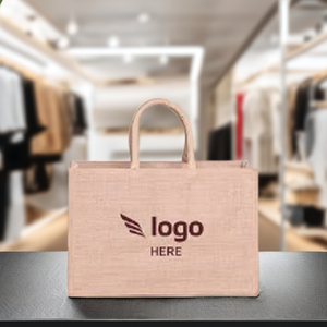 Sac à provisions en toile et jute à motif personnalisé durable avec poignée en corde Sac à lunch écologique - Product Image 3