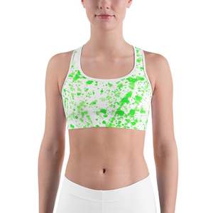 Soutien-gorge de sport dos nageur pour femme, imprimé pois verts, respirant, maintien moyen, haut de sport pour yoga - Product Image 4