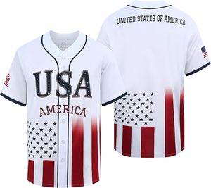 Custom Print 100% Polyester Baseball Jersey USA Flag 3D DLP Softball Uniform Short Sleeve Unisex Teamwear - Product Image 1