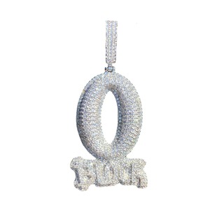 Collier Pendentif Lettres Hip Hop Iced Out Entièrement Sertie de Diamants 'O BLOCK' Plaqué Or et Argent pour Hommes et Femmes - Product Image 6