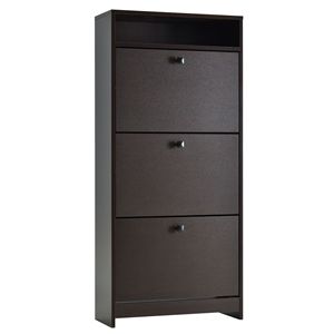 Mobiletto Portascarpe Trendy Espresso con 3 Grandi Cassetti Estraibili, Ampio Piano Superiore Girevole Salvaspazio per Uso in Stile Rustico/Country - Product Image 1