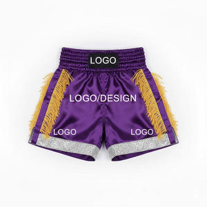 Fringe Gold Pink Boxing Shorts Custom Logo Muay Thai <b>Trunks</b> Breathable Satin Fabric <b>Men</b> Martial Arts Gym Training Sports Wear - Product Image 5