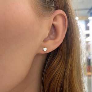 14K Gold Heart Cut Lab Grown Diamond Stud <b>Earrings</b> 3 Prong Set 4.8mm Minimalist Solitaire <b>Post</b> Pairs B2B Factory Price Wholesale - Product Image 4