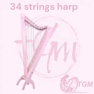 Arpa de Palanca de 36 Cuerdas de Gran Tamaño con Estuche y Llave de Afinación, Elegante Diseño Floral de Estilo Vintage, Instrumentos Musicales Hechos a Mano - Product Image 3