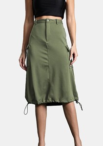 Jupe midi en jean asymétrique pour femme GRACE COLLECTION, avec ceinture simple, délavée, bleu foncé, coupe classique, pour l'hiver - Product Image 6