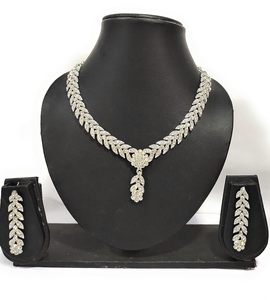 Conjunto de Joyería Nupcial Africana, Collar y Aretes de Zirconia, Latón con Baño de Rodio, Accesorios para Vestido de Novia para Mujer - Product Image 2