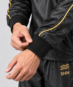 Custom <b>Men</b>’s Sauna Sweat Suit Black Workout Tracksuit with Contrast Piping Pullover Top Jogger Pants <b>Thermal</b> Fitness Training - Product Image 6