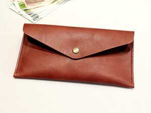 Low Profile Leather Wallet Discrete Long <b>Envelope</b> <b>Money</b> Pouch Clutch Purse Elegant Coin Pocket Minimal Card Holder for Cash - Product Image 2