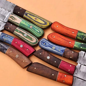 Lot de 20 couteaux Skinner en acier Damas faits à la main – Manche en bois et étui en cuir assortis, cadeau pour lui - Product Image 2