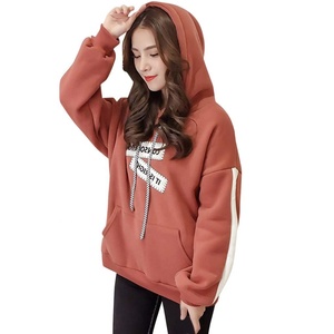 Sudaderas con Capucha de Felpa de Algodón Grueso y Suave para Invierno 2022, Corte Holgado, Color Personalizado, Sudaderas Personalizadas con Diseño Frontal para Mujer - Product Image 1