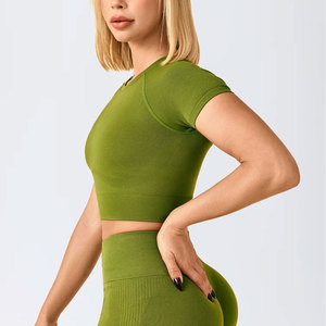 Sports <b>Crop</b> <b>T</b>-<b>Shirt</b> Women Gym Top Compression Spandex Nylon Slim <b>Fit</b> Sweat Wicking Summer Jersey Body <b>Fit</b> <b>Crop</b> <b>T</b>-<b>Shirt</b> - Product Image 3