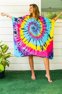 Women's Plus Size Casual Dresses Hand-Tie Dye <b>Kaftan</b> Boho Abaya Beach Cover <b>Summer</b> Straight Silhouette Ankle-Length V-neck - Product Image 5