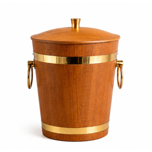 Seau à glace moderne en bois avec cerceaux en laiton, style vintage, refroidisseur à vin isolé et seau à glace en bois pour bar à domicile, prix bas pour les grossistes - Product Image 1