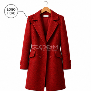 Cosh International Greek Apparel Custom Logo Delta Sigma Women <b>Red</b> <b>Wool</b> Blend Double Breasted Blazer With Notched Collar - Product Image 1