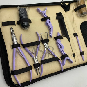 Pinzas para Extensiones de Cabello, Color Morado, Acero Inoxidable de Primera Calidad, Juego de Herramientas para Extensiones de Cabello con Trama y Microperlas, Logotipo Personalizado - Product Image 2