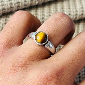 Boho Tiger Eye Brass <b>Ring</b> Silver Plated Solitaire <b>Statement</b> Womens Wholesale <b>Ring</b> - Product Image 2