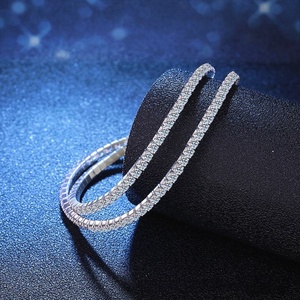 925 Sterling Silver Moissanite Bracelet Set of 2 Thin Sparkling Chain Layered Stackable <b>Gift</b> for Women Girls - Product Image 3