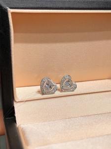 Élégantes boucles d'oreilles en forme de cœur avec diamants de laboratoire, or blanc 14 carats, accent de diamant poire, bijoux fins pour femmes - Product Image 6