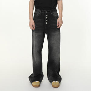 Men's Vintage Mid Waist <b>Boot</b> Cut Loose Denim Jeans with Character Pattern Customizable Medium Wash Eco-Friendly & Breathable - Product Image 4