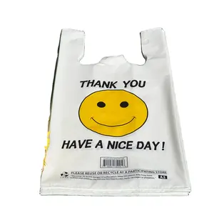 T-shirt plastic bags for supermarkets, plastic vest bags advertising brands with logo printing, recycled and reused bags
