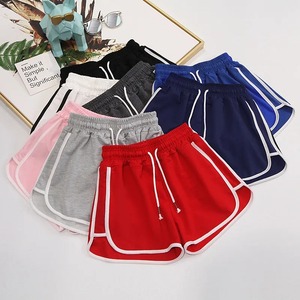 Shorts décontractés en tricot pour femmes, couleur unie, taille élastique avec cordon de serrage, respirant, style ample, shorts de sport d'été - Product Image 1