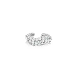 3 Row Diamond Wave Ear Cuff Wholesale No Piercing Lab Grown Diamond 14K 18K Solid Gold Conch Wrap Stackable Single Factory Price - Product Image 3