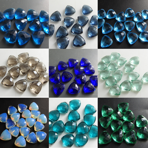 Tanzanite หินควอตซ์เหลี่ยมเพชรพลอยสีฟ้า12X12MM เป็นรูปสามเหลี่ยมหยดหลวมทำแก้วลูกปัดพลังน้ำคริสตัลที่สาม - Product Image 4