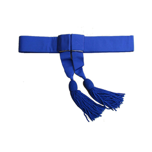 Cinturón de Alta Calidad Color Azul Rey con Borlas, Formal, 2.5cm de Ancho, Longitud Personalizable, con Hebilla Cosida/Botón - Product Image 1
