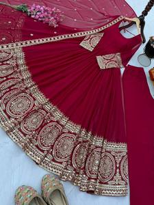 <b>Wine</b> Red Anarkali Suit for Women, Embroidered Georgette Anarkali Gown Set, Indian Party Wear Dress, Pakistani Style Salwar Suit, - Product Image 6