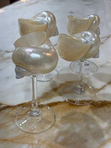 Vietnam Artisan Seashell Glass Wine Goblet for Wine Drinking <b>Table</b> Decor <b>Bar</b> Use for Home Dining and <b>Bar</b> Service - Product Image 4
