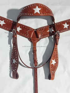 Juego de Cabezada y Pechera de Cuero Genuino Ecuestre Personalizado de Primera Calidad al Mejor Precio, Duradero para Montar a Caballo y Carreras, Directo de la India - Product Image 2