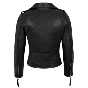 Veste de motard pour femme en cuir Napa 100% véritable, coupe ajustée, style Brando, vente en gros, fabricant ODM/OEM - Product Image 2
