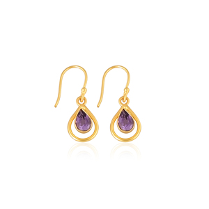 Elegant Purple Amethyst Pear Shape <b>Hook</b> <b>Earrings</b> for Women - Product Image 1